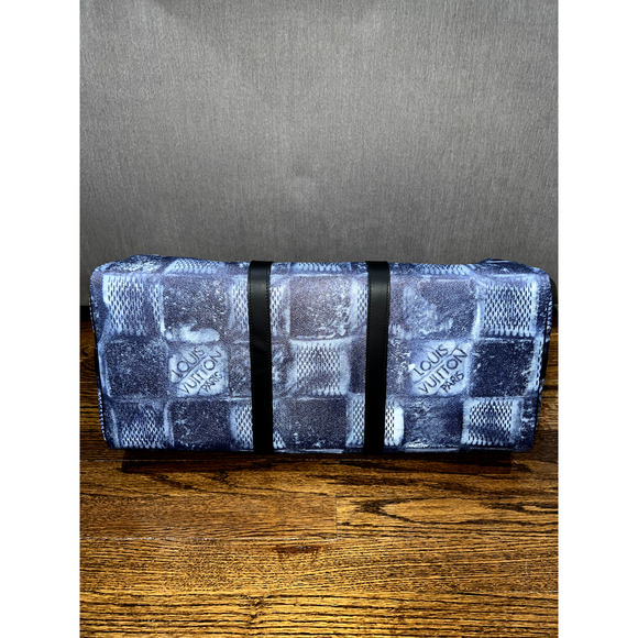 Louis Vuitton Keepall Bandouliere 50 Damier Salt Blue Logo Weekend Travel Bag - Picture 10 of 10